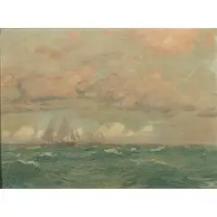 OFF THE CORNISH COAST by Vereker Monteith Hamilton, Oil on canvas, sold Oct 2021