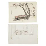 BY THE RIVER BANK by Jessie M. King, watercolour and pencil, 17.5cm x 25cm, sold Apr 2021