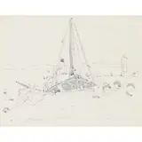 PUFFER AT CORRIE by Jessie M. King, watercolour, sold Apr 2021