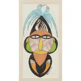 Scottish Wilson, BIRD AND FISH MASK, ink and watercolour