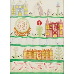 Scottish Wilson, 'VILLAGE AND TREES', gouache