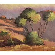 Louise Cunningham, Desert Trees, Oil on board