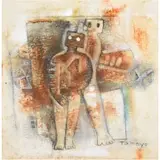Untitled Two Figures by Rufino Tamayo, Mixed media on paper, sold Aug 2019