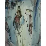 Romeo V. Tabuena, 2 Figures with Ox, Watercolor