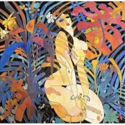 Tiefeng Jiang, Nude in the Flowers, Mixed media on paper