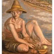 Norbert Schlaus, Seated Figure with Fruit, Oil on canvas