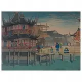 Elizabeth Keith, Tea House, Native City Shanghai, Woodblock print