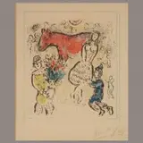 Marc Chargall, The Little Red Horse, Color lithograph
