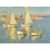 Arthur Hayward, Boats in Harbor, Oil on canvas