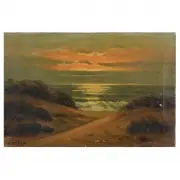 Nels Hagerup, Sunset Coastal Scene, Oil on canvas