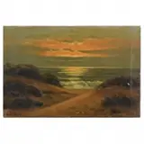Nels Hagerup, Sunset Coastal Scene, Oil on canvas