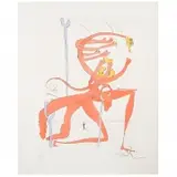 Figure rouge avec portrait de Quevedo (from Visions de Quevedo) by Salvador Dalí, Engraving, sold Nov 2019