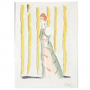 Standing Figure against Striped wall by Peter Max, Lithograph, sold Nov 2019