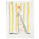 Peter Max, Standing Figure against Striped wall, Lithograph