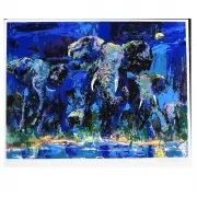 LeRoy Neiman, Elephant Nocturn, Color screenprint