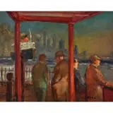 Cecil Bell New York, Queen Mary 36 (New York City view), Oil on canvas