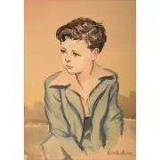 Warren Chase Merrit, Portrait of a Child, Watercolor and pastel