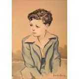 Warren Chase Merrit, Portrait of a Child, Watercolor and pastel