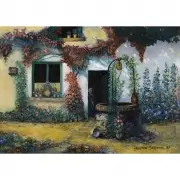 Untitled Courtyard Scene by Bertha Stringer Lee, Oil on canvas, sold Dec 2019