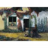 Bertha Stringer Lee, Untitled Courtyard Scene, Oil on canvas