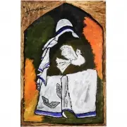 M. F. Husain, Mother with Dove, Acrylic