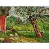 Cecil Crosley Bell, Alice Feeding her Goat-VT, Oil on board