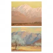 Alfred R. Mitchell, Smoke Tree Canyon and Untitled Mountain scene, Oil on board