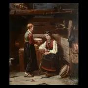 Augusta Åkerlöf, A Norwegian Interior, Oil on canvas