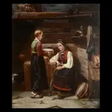 Augusta Åkerlöf, A Norwegian Interior, Oil on canvas