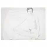 Charles Farr Seated, Male Nude Seated on Blanket, Charcoal on paper