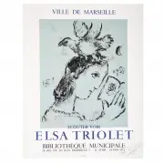 Elsa Triolet by Marc Chagall, Color lithograph, sold Jan 2020