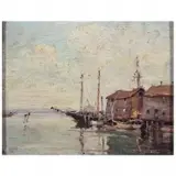 Frank A. Bicknell, Potters Wharf, Noank Connecticut, Oil on board