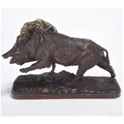 Hound attacking a Boar by Isidore Bonheur, Bronze, sold Mar 2020
