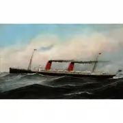 Antonio Jacobsen, Cunard Steamship Campania at Sea, Oil on canvas