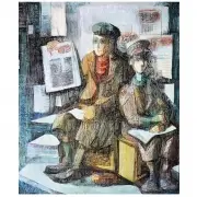 Yossi Stern, Paper Boys, Oil on canvas