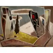 Carl Morris, Forms in Landscape, Oil on canvas