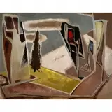 Carl Morris, Forms in Landscape, Oil on canvas