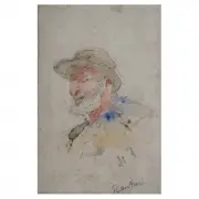 Henri de Toulouse-Lautrec, Portrait of a gentleman, Watercolor and pencil on paper