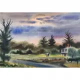 George Samerjan, Field Worker, Watercolor on paper