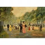 Louis van der Pol, Figures in Park, Oil on canvas
