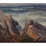 George Koch, Crashing Waves, Oil on canvas laid on board