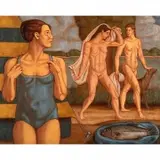 Norbert Schlaus, Getting Ready to Swim, Oil on canvas