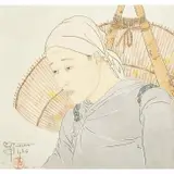 Paul Jacoulet Flower Vender, Vendeur de Fleur, Seoul Core, Mixed media