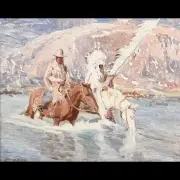 Carl Oscar Borg, Wading through the Water, Oil on canvas