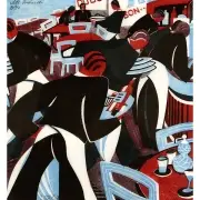 Lill Tschudi, Waiters, Linocut