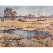 Dorothy Goodman, Pond, Oil on board