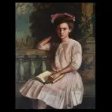 Theodore Wores, Portrait of a Girl with Pink Bow, Oil on canvas