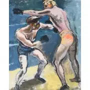 Boxing Match by Edy Legrand, Mixed media on paper, sold Jun 2020