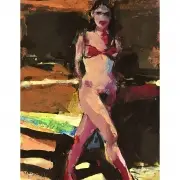 Kim Frohsin, Figure in Bathing Suit, Mixed media on paper