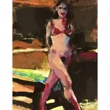 Kim Frohsin, Figure in Bathing Suit, Mixed media on paper